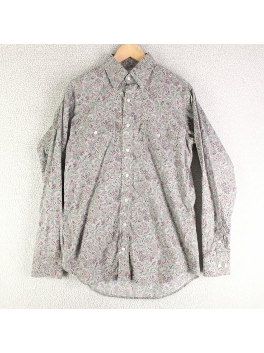 Schaefer Outfitters Shirt Mens 15.5 34 35 Medium Green Purple Paisley Button Up